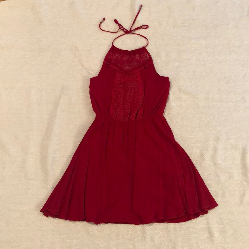 Blue Rain red halter dress